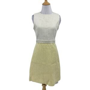 Motf Dress Womens XS Extra Small Two Tone Beaded Tweed Metallic Lined Back Zip